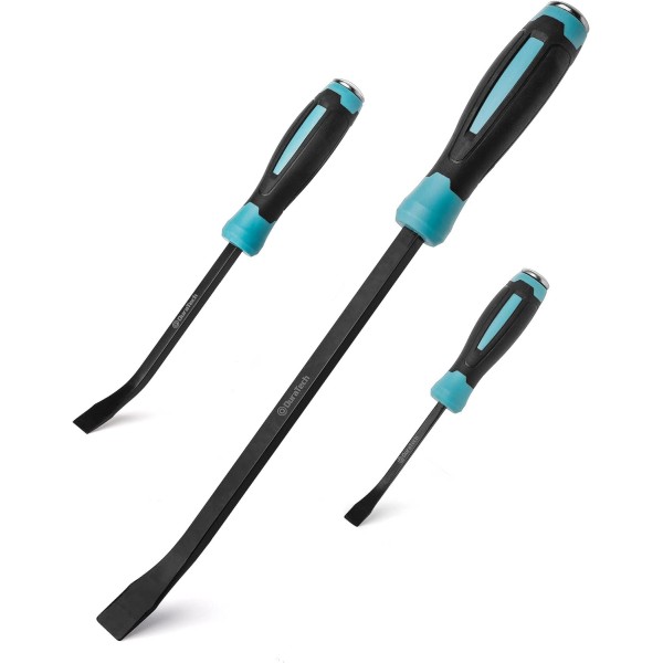 3-Piece Pry Bar Set, Including 8", 12" and 18", Hammer Strike Cap, Angled Tip for Prying and Moving Objects