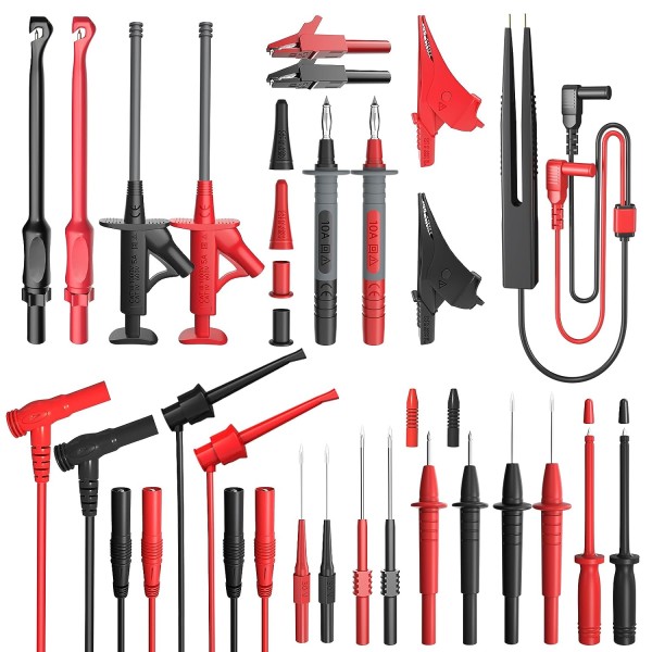 25PCS Silicone Multimeter Test Leads Kit with Replaceable Wire Piercing Probes, Alligator Clips