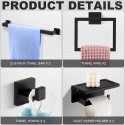 10 Pcs Bathroom Towel Bar Holder Kit 23.6 Inch Towel Ring Robe Hook Toilet Paper Holder