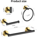Bathroom Hardware Set Black and Gold, Bathroom Towel Hanger Set 10PCS Stainless Steel Towel Bar Set
