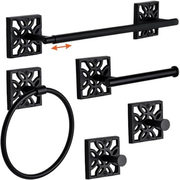 Autumn Alley 5 PC Matte Black Farmhouse Bathroom Accessories Set
