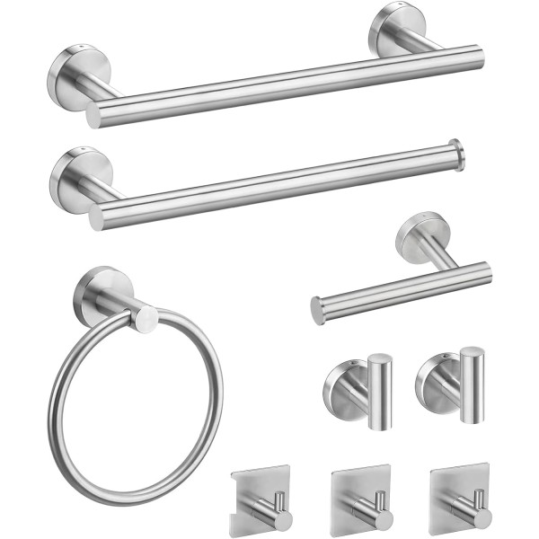 9 Pieces Bathroom Hardware Set, 304 Stainless Steel Bathroom Hardware Set, Bath Towel Bar Set, Towel Racks for Bathroom Wall Mounted.