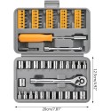  57 Piece Socket and Bit Set 1/4'' Drive Sockets and Bits Set for Mechanics and DIY Enthusiasts Mechanic Tool Set