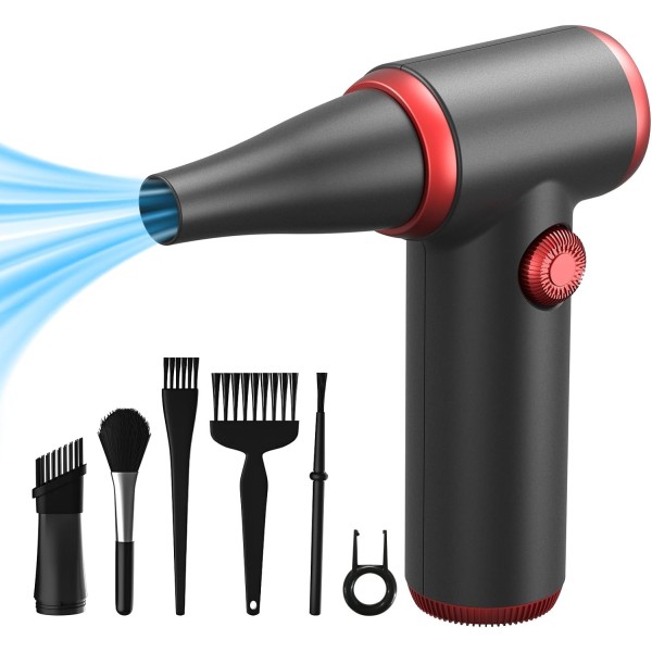 Compressed Air Duster, 100500RPM Electric Air Duster with LED Light, Cordless Air Blower Replaces Compressed Air Cans, Rechargeable Dust Remover for Computer Keyboard Car Cleaning